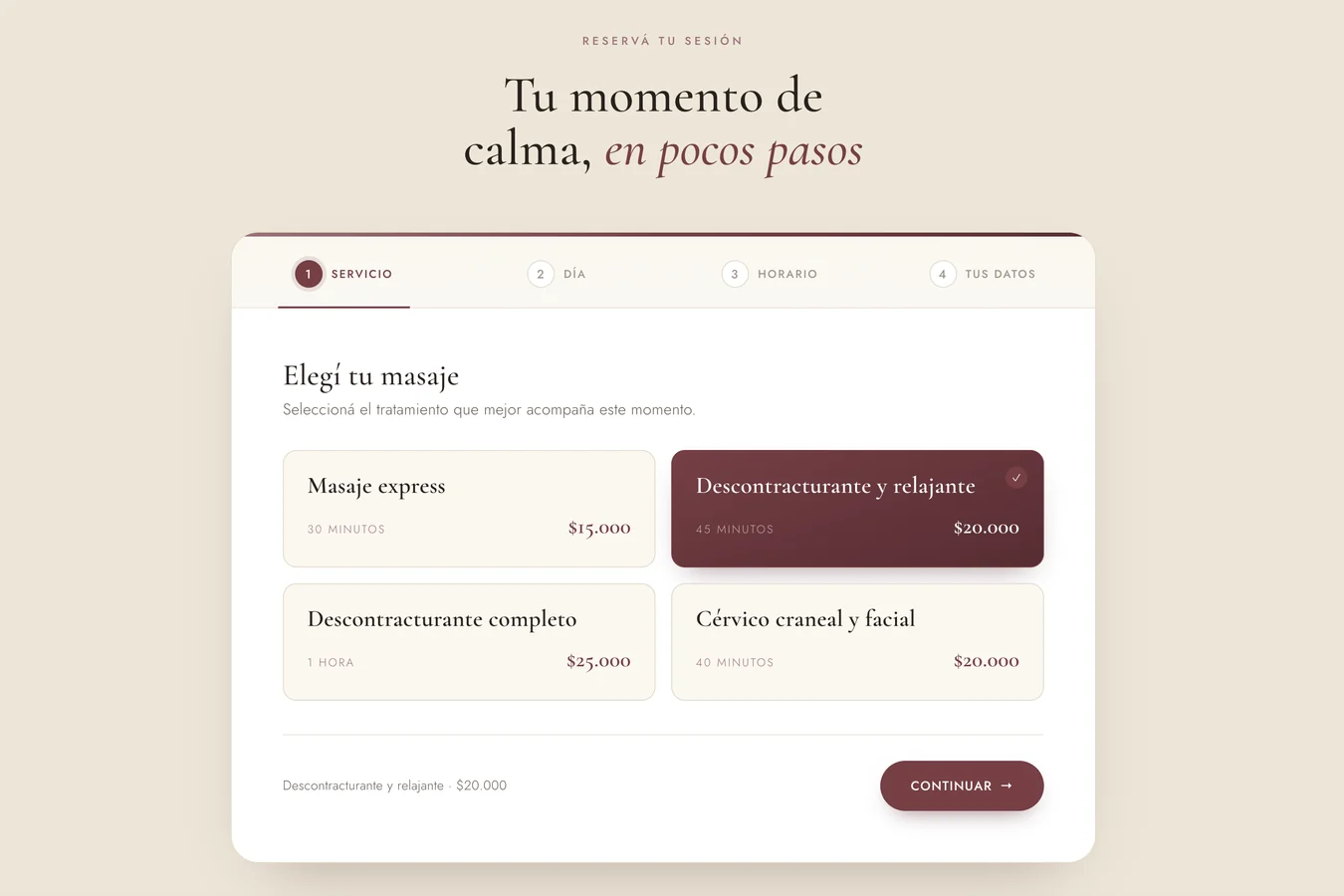 Sistema Reserva – vista 1